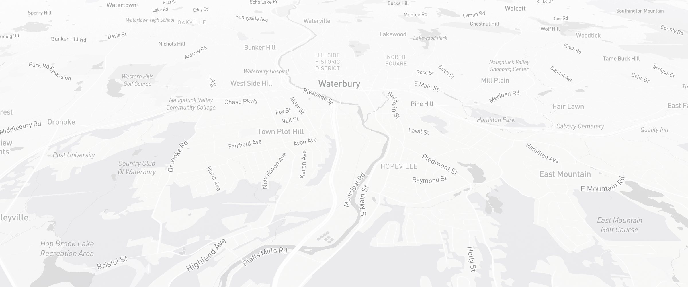 Neighborhood map of Waterbury, CT — the area served by Life Insurance Agents of Waterbury Group